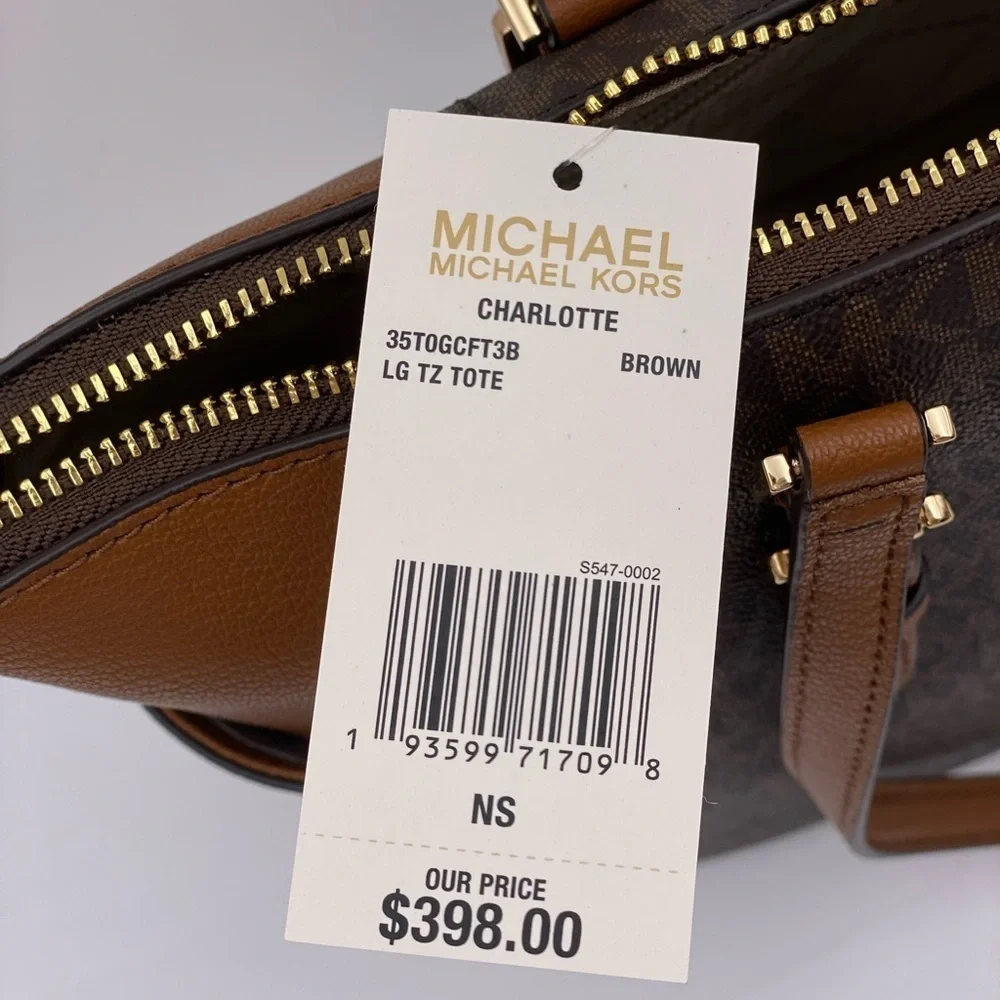 Michael Kors Charlotte LG TZ Tote Sig Brown